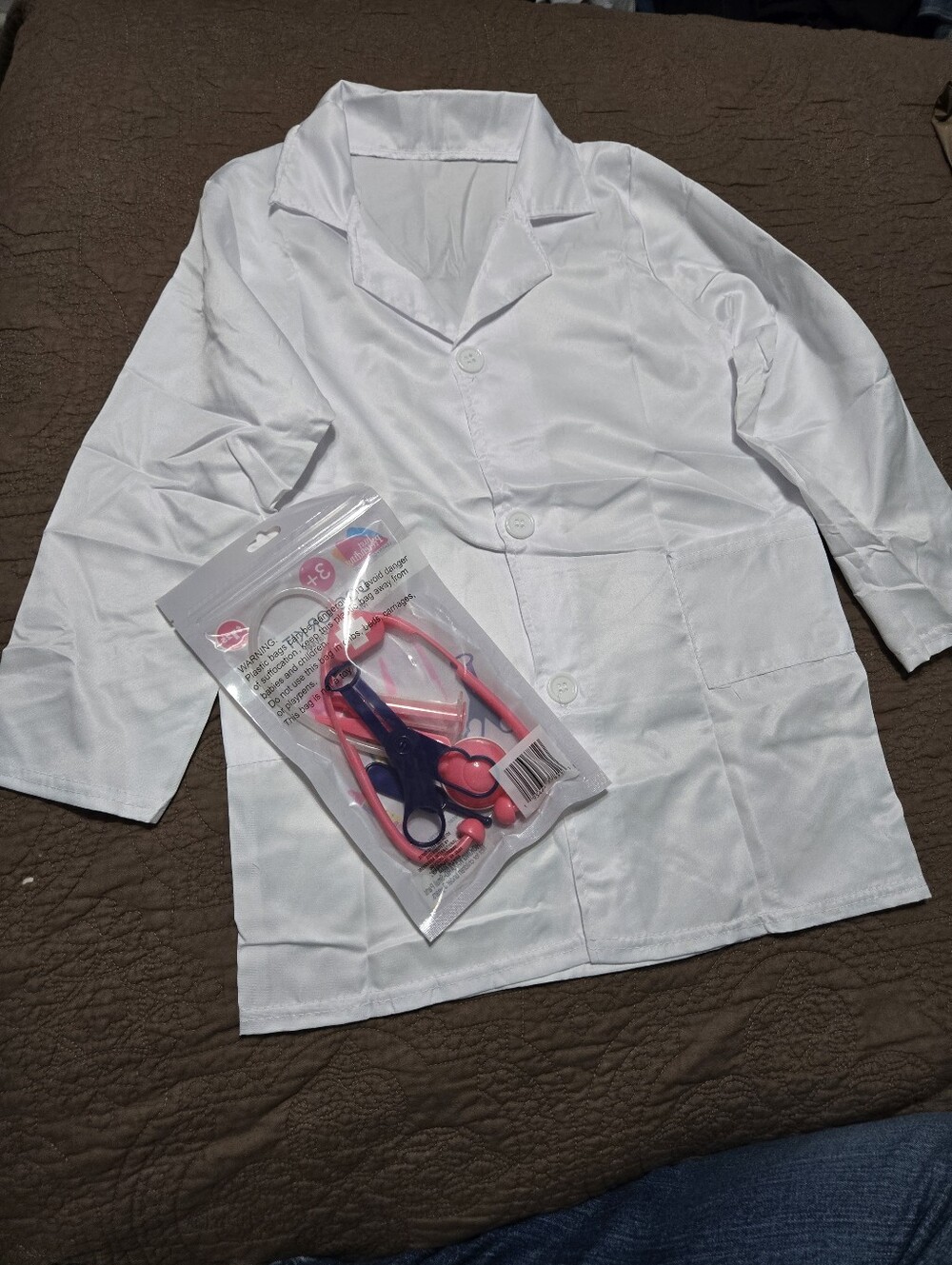 Doctor Kids Halloween Costume with Pink Medical Kit Playset Size M